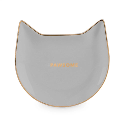 Pawsome Ceramic Tea or Trinket Tray - Gray