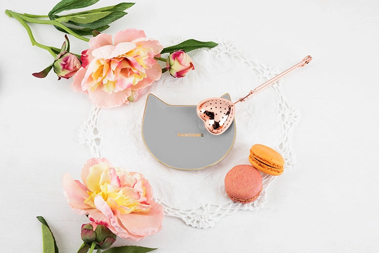 Pawsome Ceramic Tea or Trinket Tray - Gray