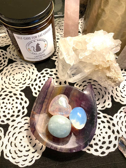 Purple Fluorite Kitty Face Trinket Dish
