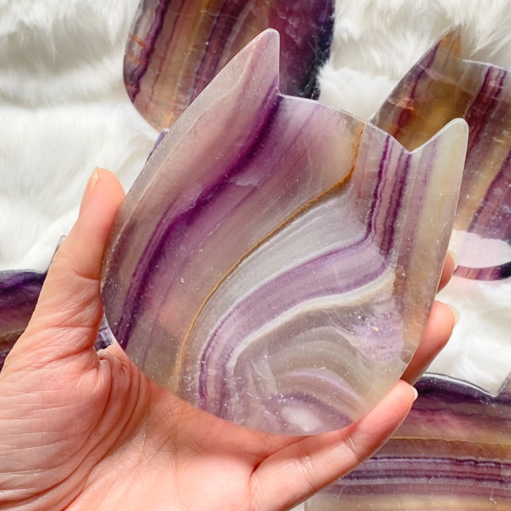 Purple Fluorite Kitty Face Trinket Dish