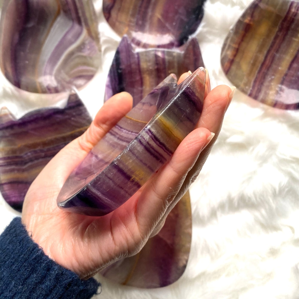 Purple Fluorite Kitty Face Trinket Dish