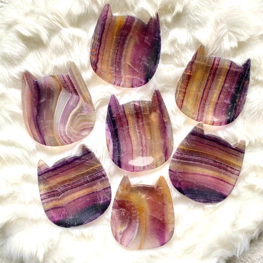 Purple Fluorite Kitty Face Trinket Dish